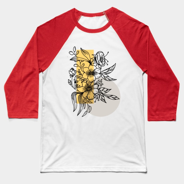 Flowers Hand Drawn Baseball T-Shirt by NayaRara